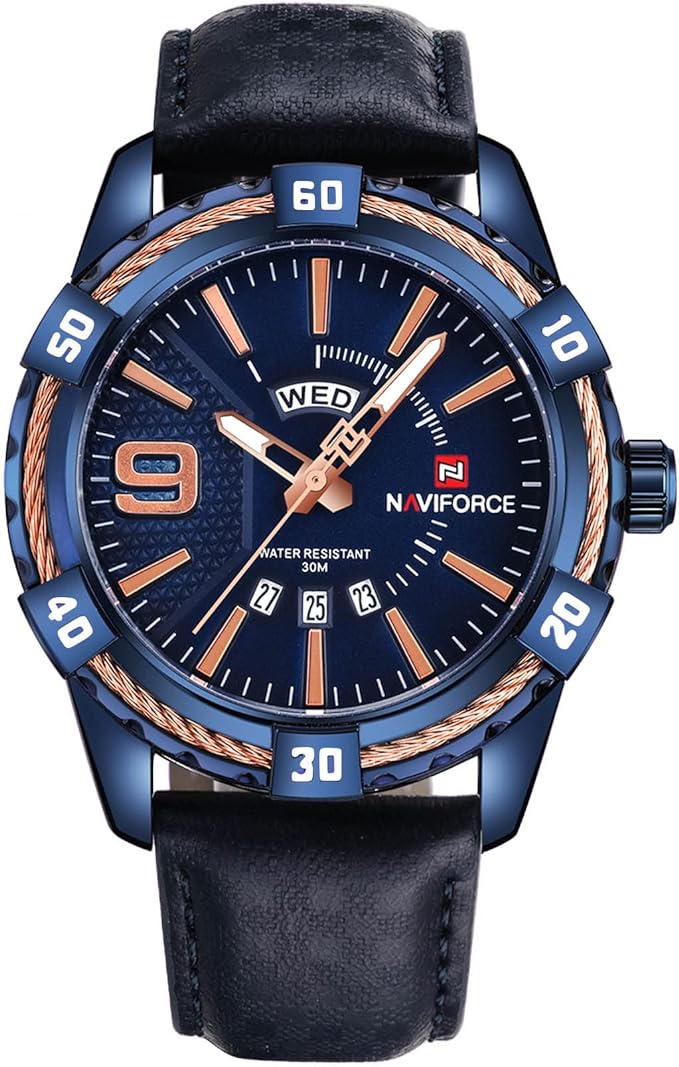 NAVIFORCE Luxury Men Sports Watches Waterproof Quartz Gold Big Face Date Clock